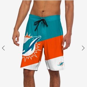 NFL Team Miami Dolphins Color Dive Boardshorts Teal Orange White Logo Size Large